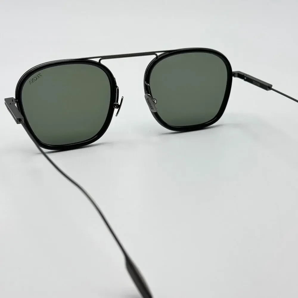 Ermenegildo Zegna Sunglasses EZ0306 20N Gray Square Frame Green Lens 51-20-145mm